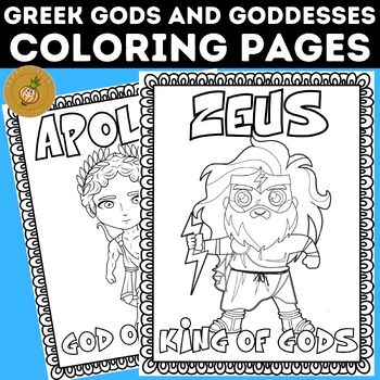 Greek gods and goddesses coloring pages greek mythology by happy onion studio