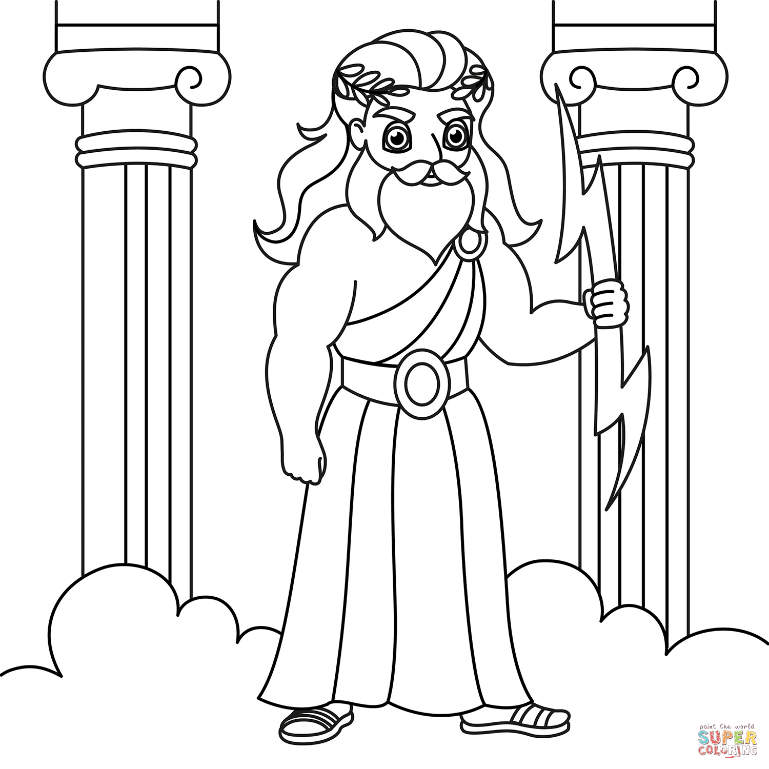 Cartoon zeus coloring page free printable coloring pages