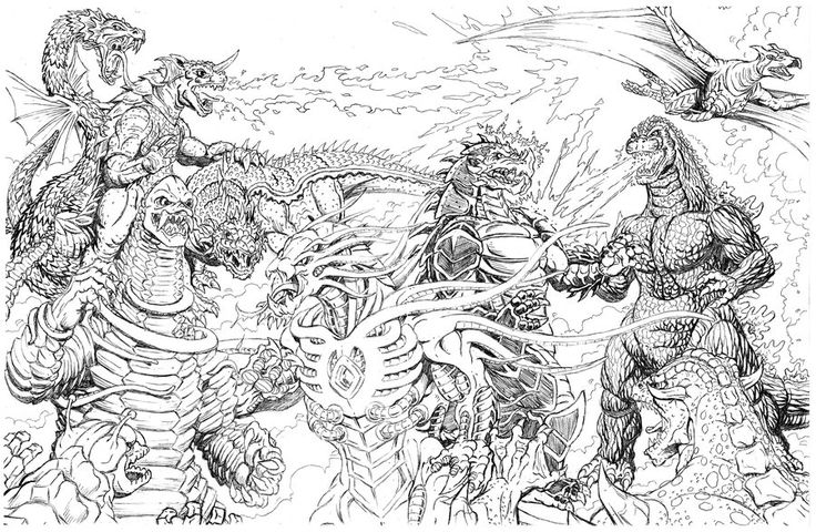 Kaiju battles kaiju coloring pages battle