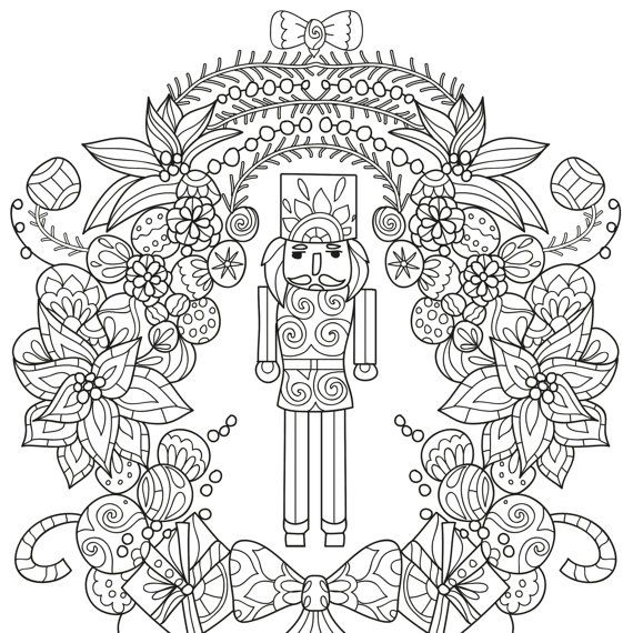 Printable coloring pag zentangle coloring book nutcracker instant download