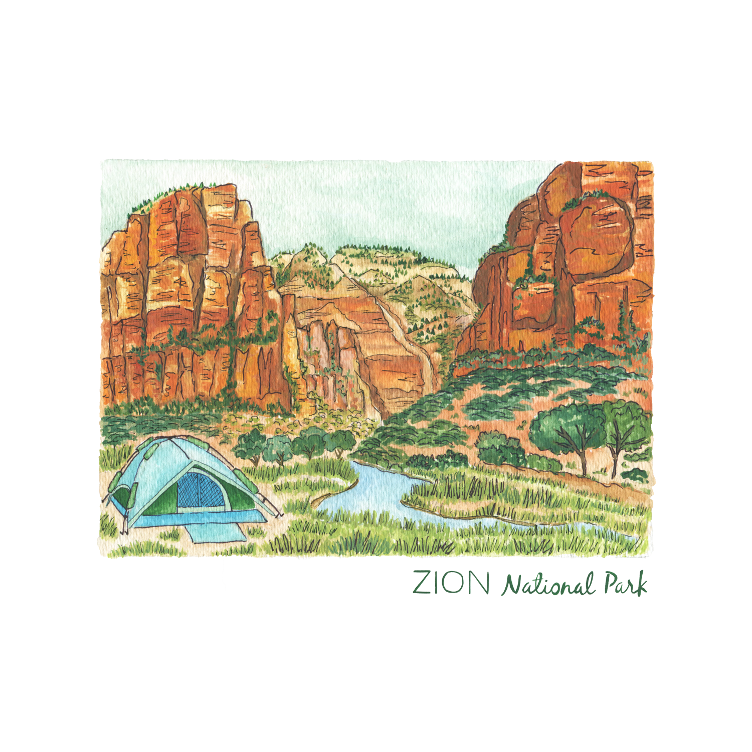 Zion national park â erin vaughan illustration