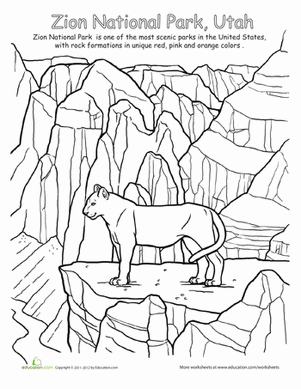 Zion national park worksheet education coloring pages national parks color activities