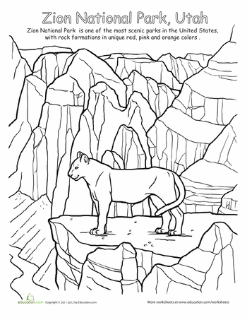 Zion national park coloring pages national parks color activities