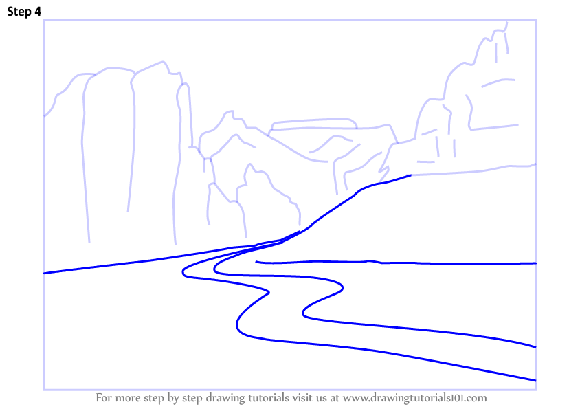 How to draw zion national park river parks step by step