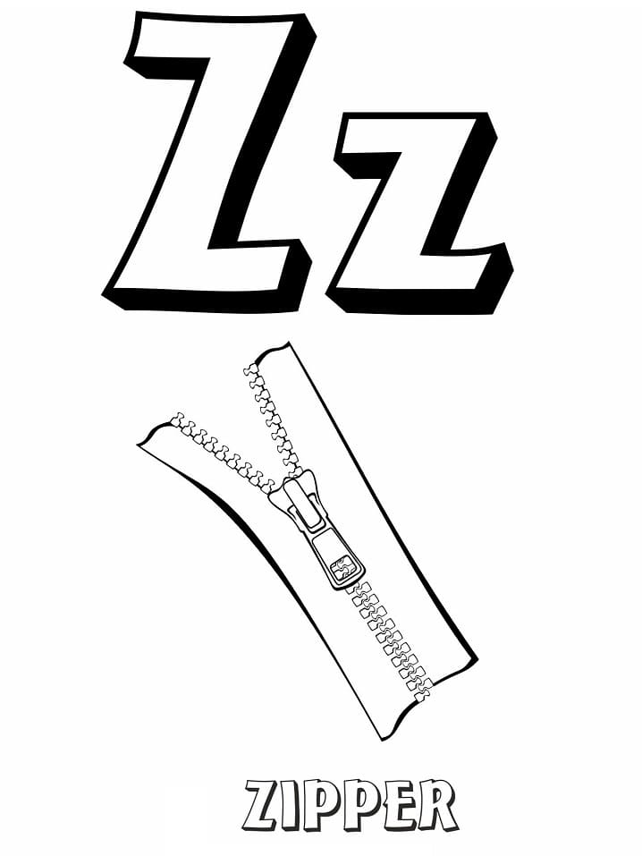 Zipper letter z coloring page