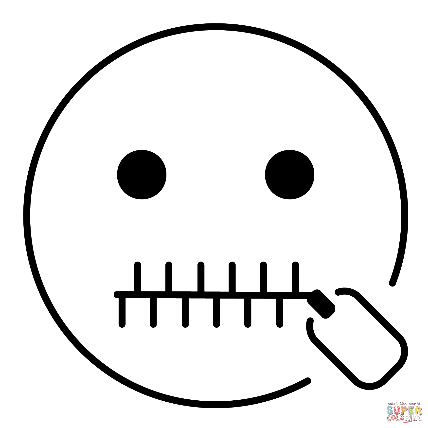 Zipper mouth face emoji coloring page free printable coloring pages