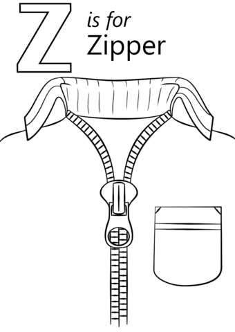 Letter z is for zipper coloring page free printable coloring pages