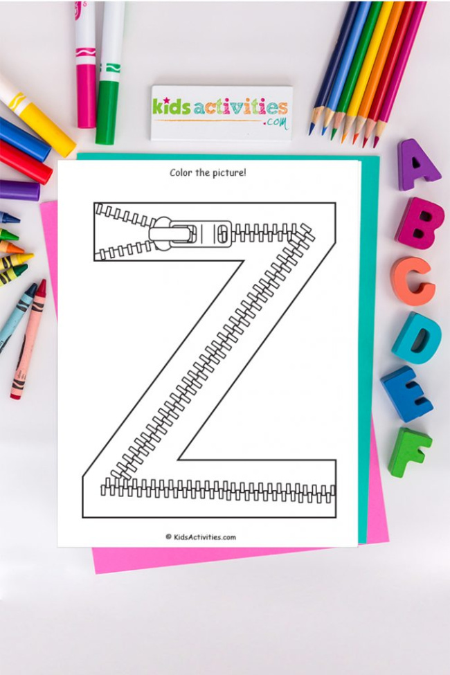 Letter z coloring page kids activities blog