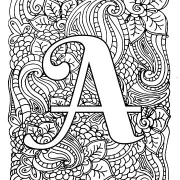 Adult coloring page monogram letter a art board print for sale by mamasweetea