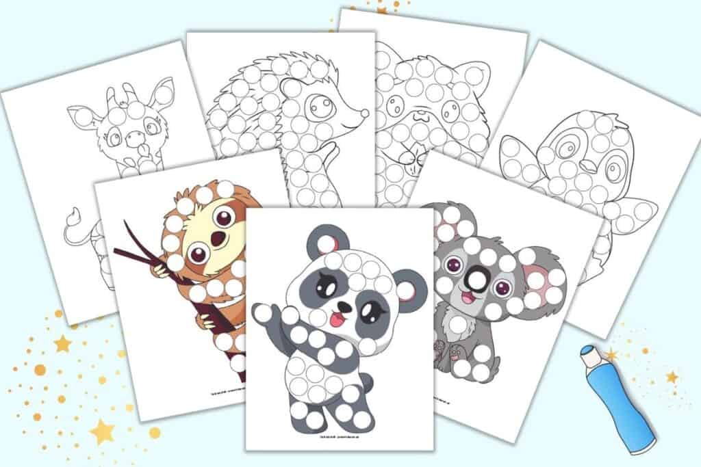 Free printable cute animal dot marker coloring pages