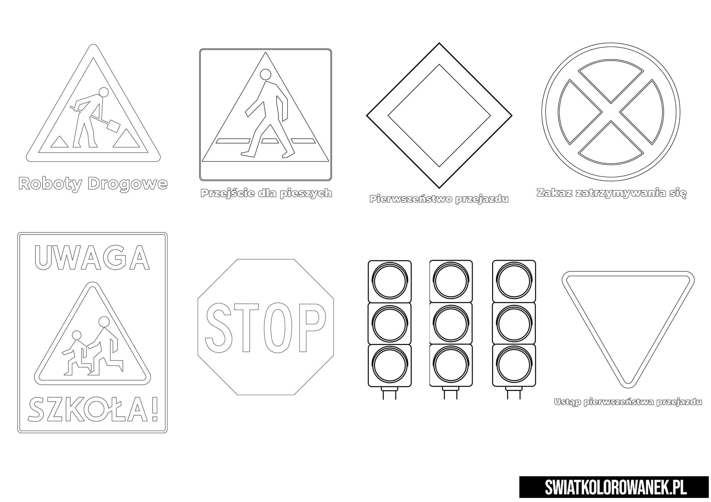 Kolorowanki znaki drogowe