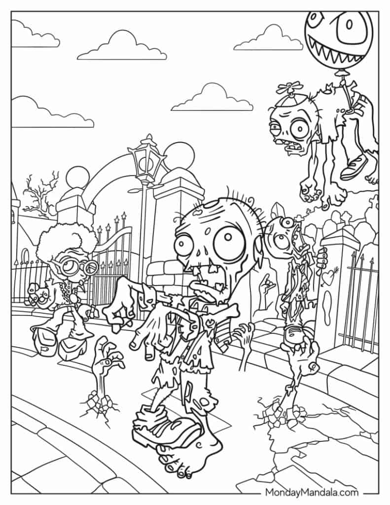 Plant vs zombies coloring pages free pdf printables