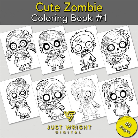 Cute zombie coloring book halloween coloring pages