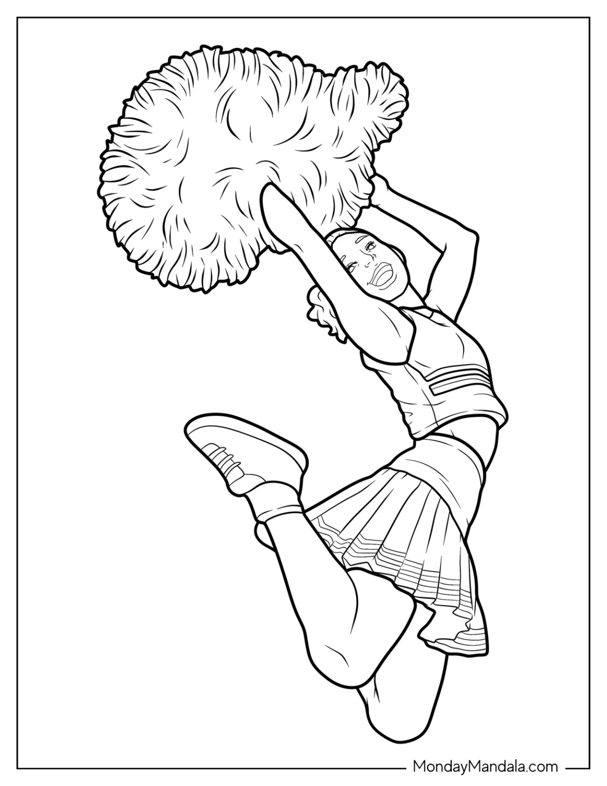 Cheerleading coloring pages free pdf printables