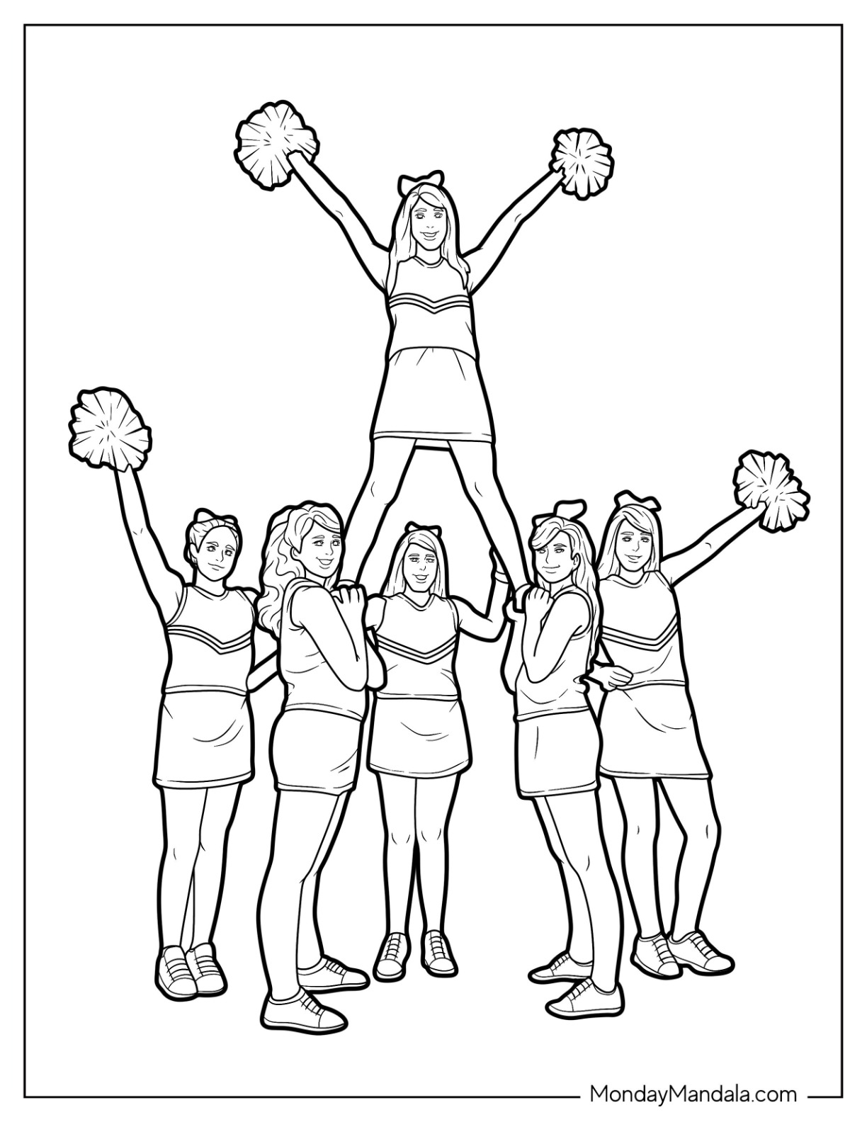 Cheerleading coloring pages free pdf printables