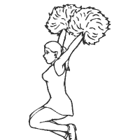 Cheerleader with pom poms coloring pages