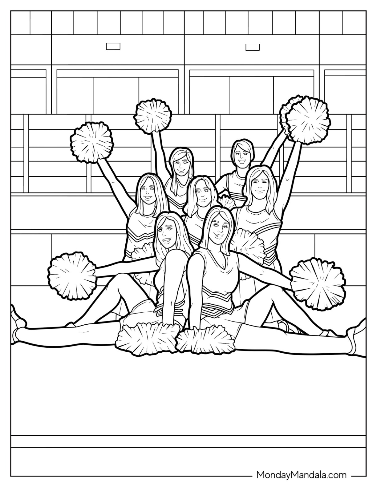 Cheerleading coloring pages free pdf printables