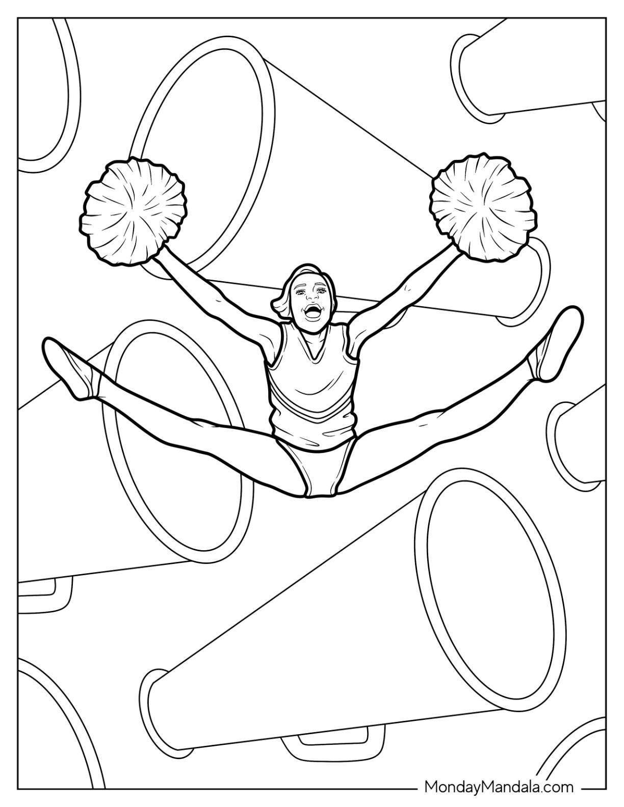 Cheerleading coloring pages free pdf printables