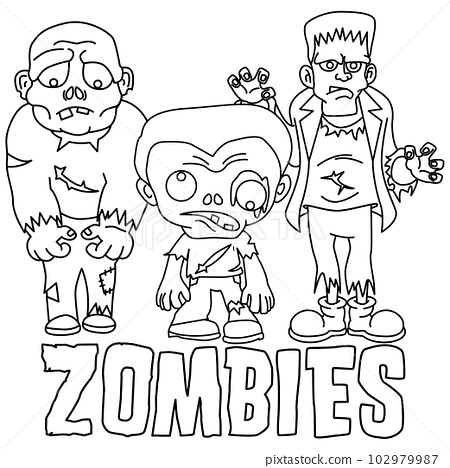 Funny zombie cartoon coloring page