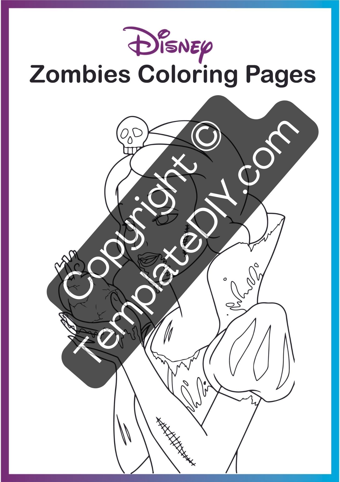 Disney zombies coloring pages printable template in pdf word zombie disney coloring pages love coloring pages