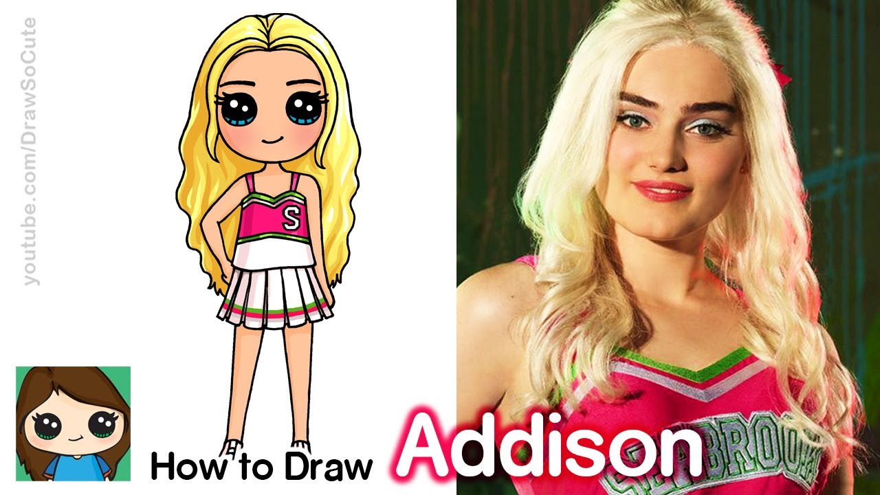 How to draw a cheerleader addison disney zobies