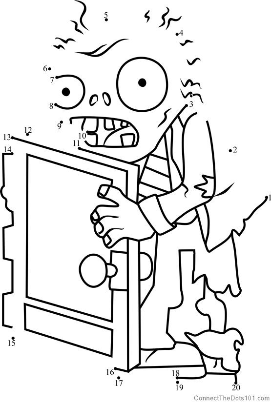 Screen door zombie dot to dot printable worksheet