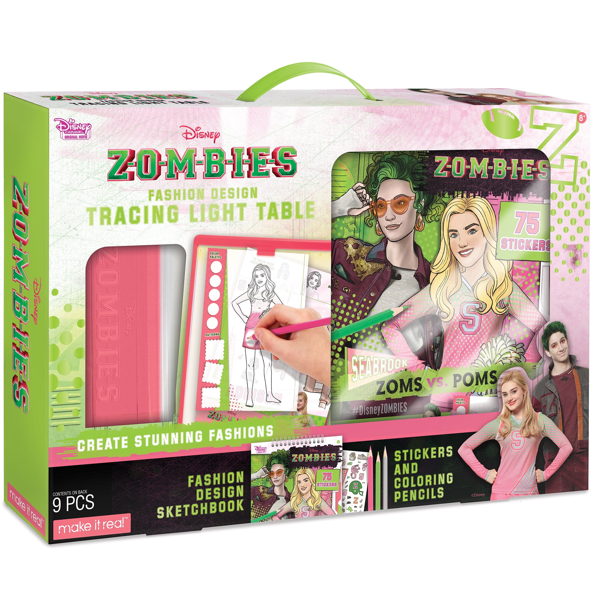 Disney zombies fashion design coloring tracing light table piece set