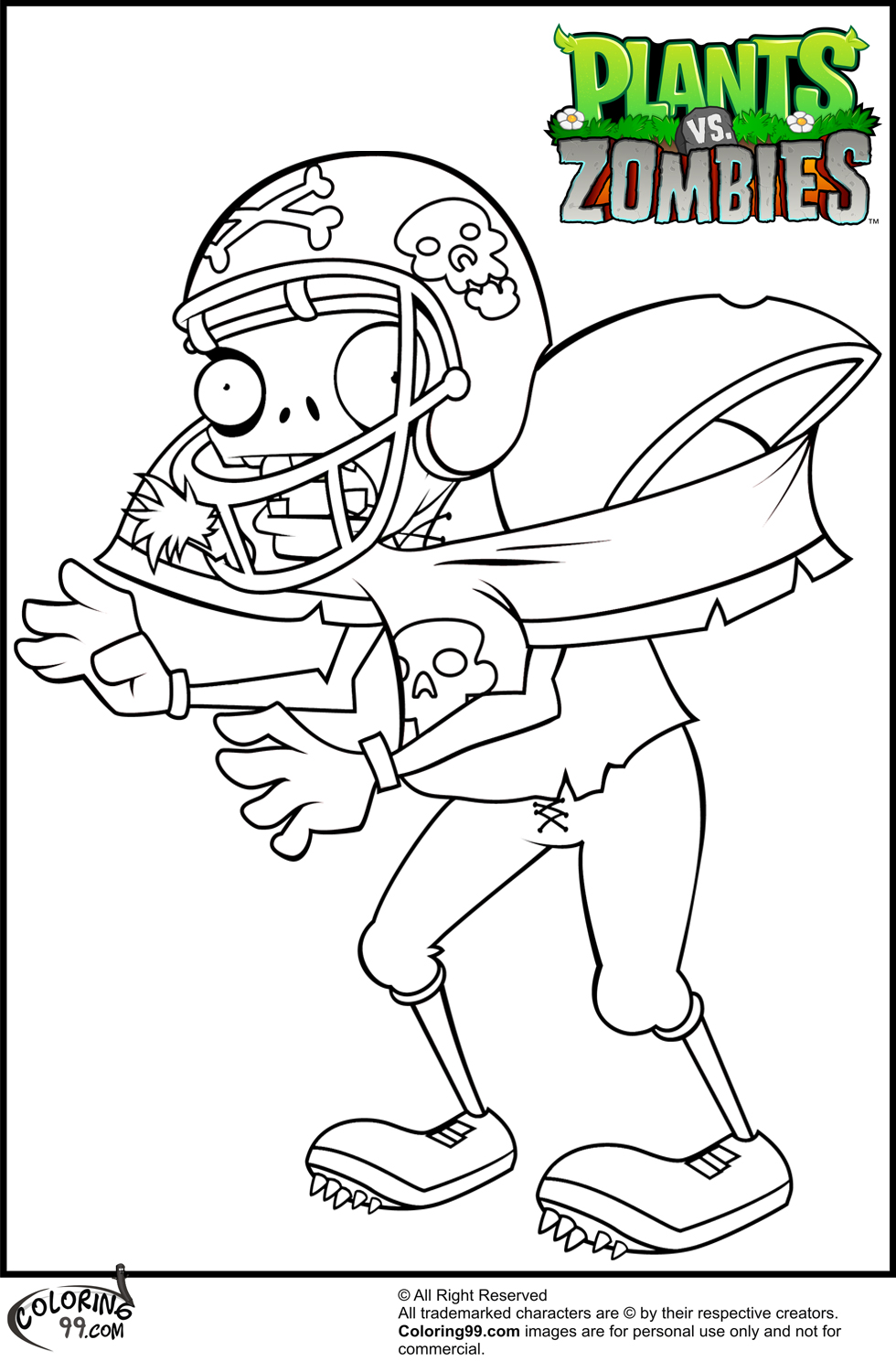 Plants vs zombies coloring pages team colors