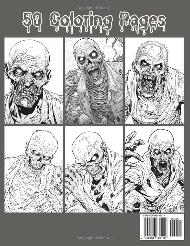 Zombie coloring book for adults a horror coloring book for adults teens women and men coloring pages of scary and creepy designs to provide relief activity