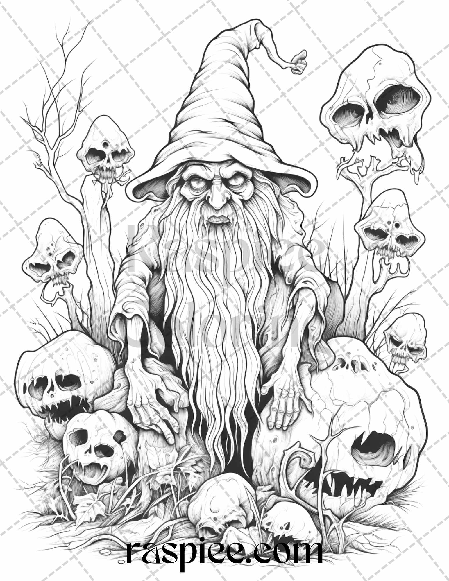 Horror zombie gnomes grayscale coloring pages printable for adults â coloring