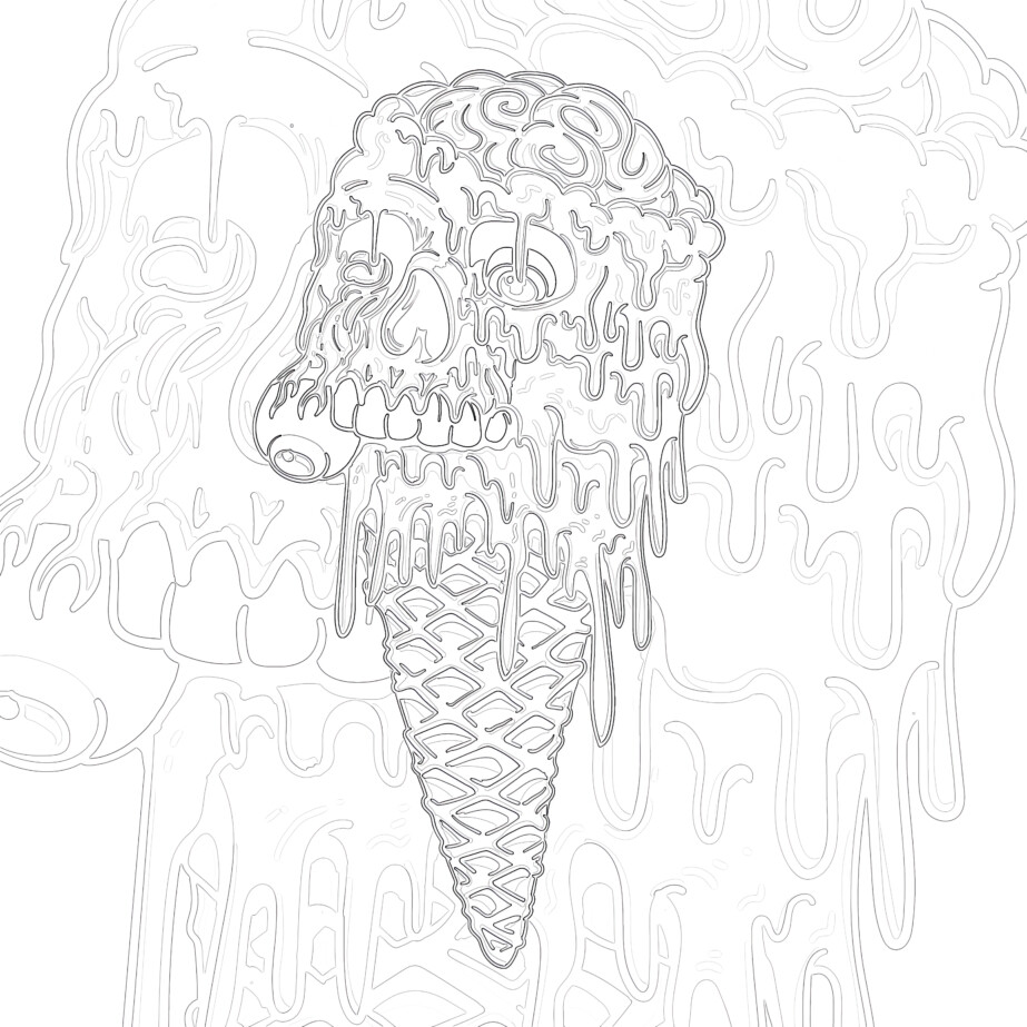 Printable adult ice cream zombie coloring page