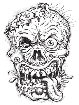 Sketchy zombie head vector