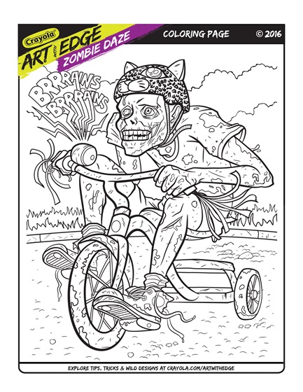 Art with edge zombie daze coloring page