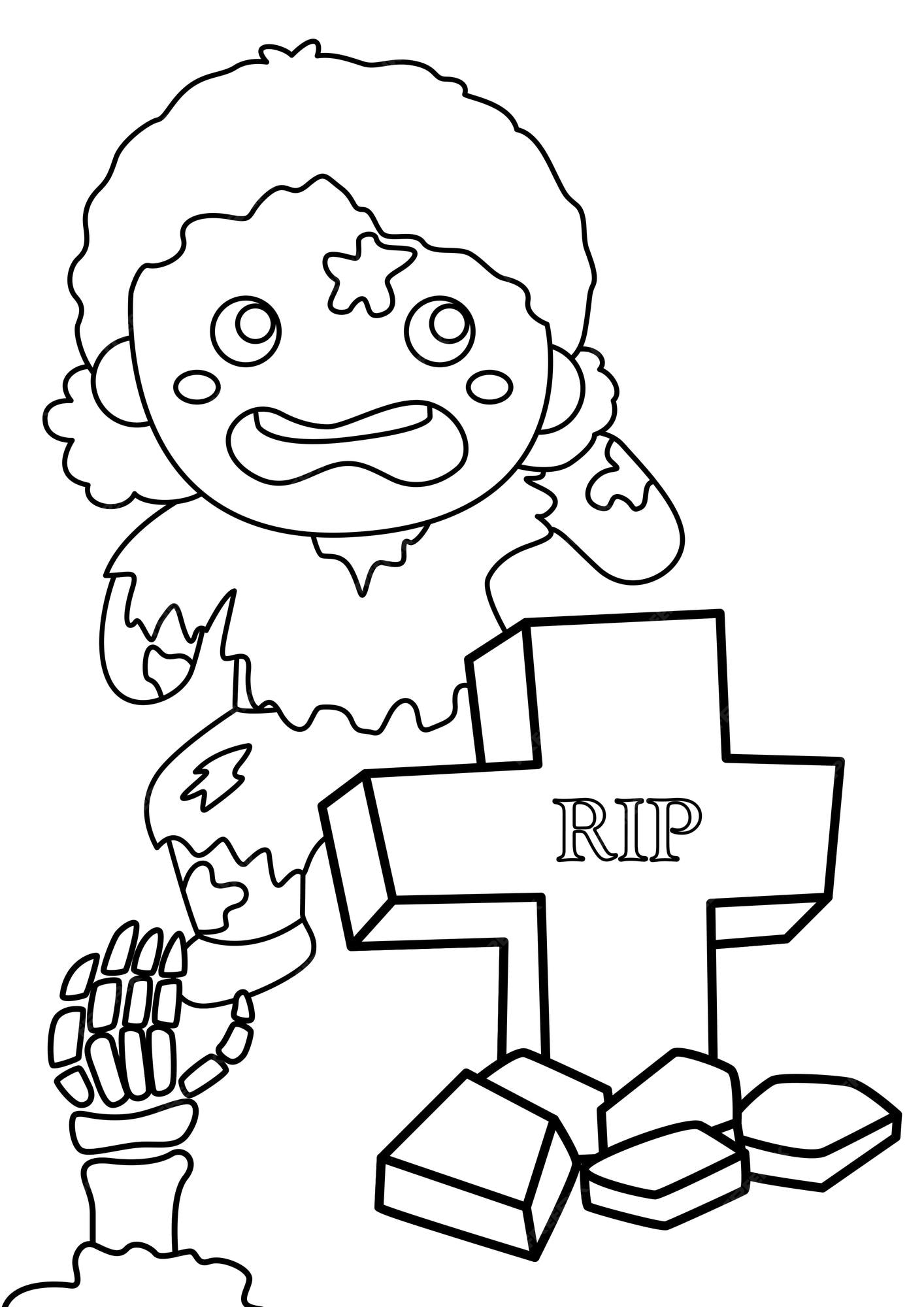 Premium vector halloween zombie party kids coloring pages a for kids and adult