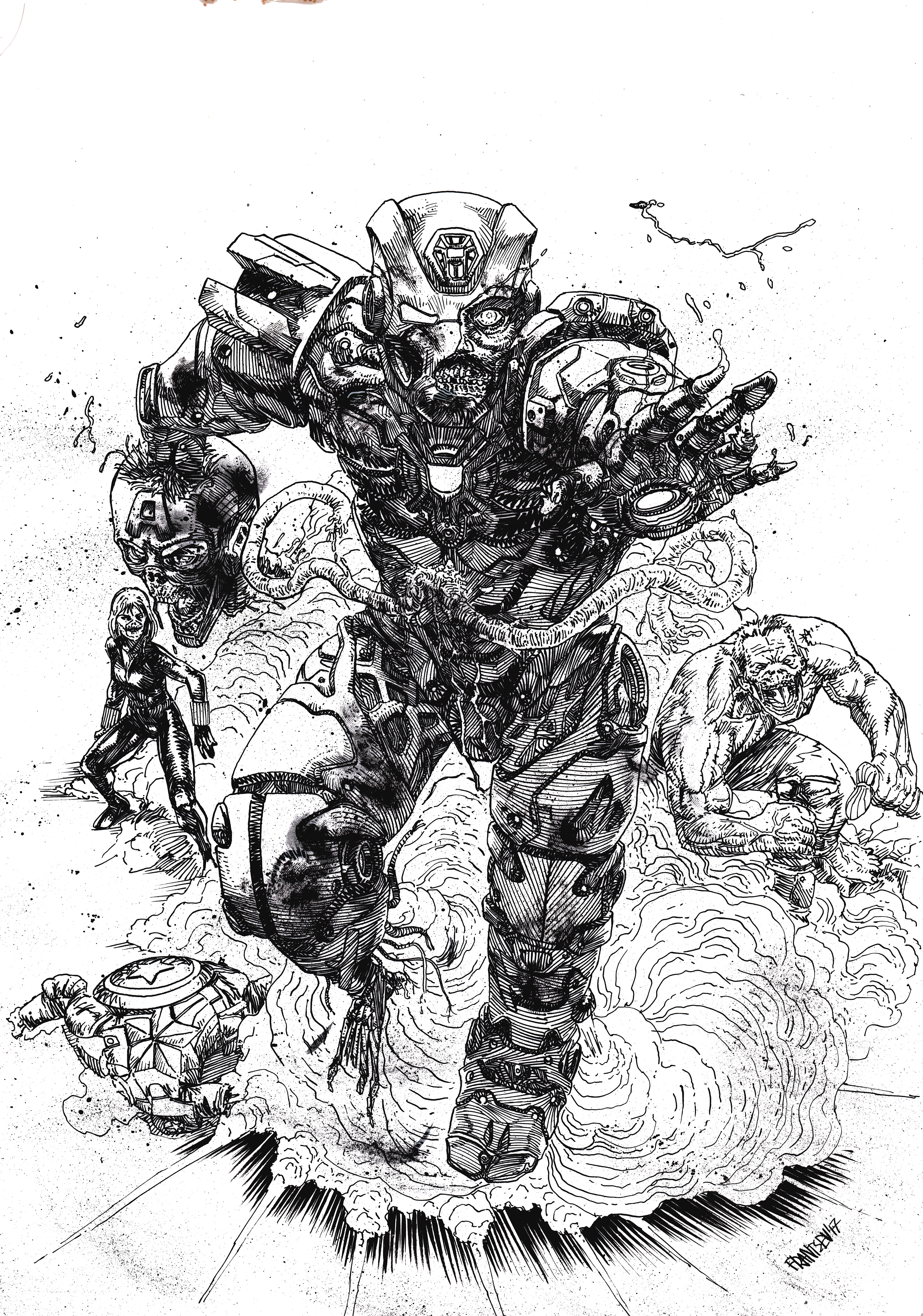 Zombie iron man by oceanseame on