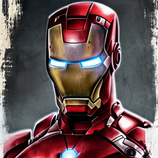 Iron man as a zombie in walking dead digital art k stable diffusion
