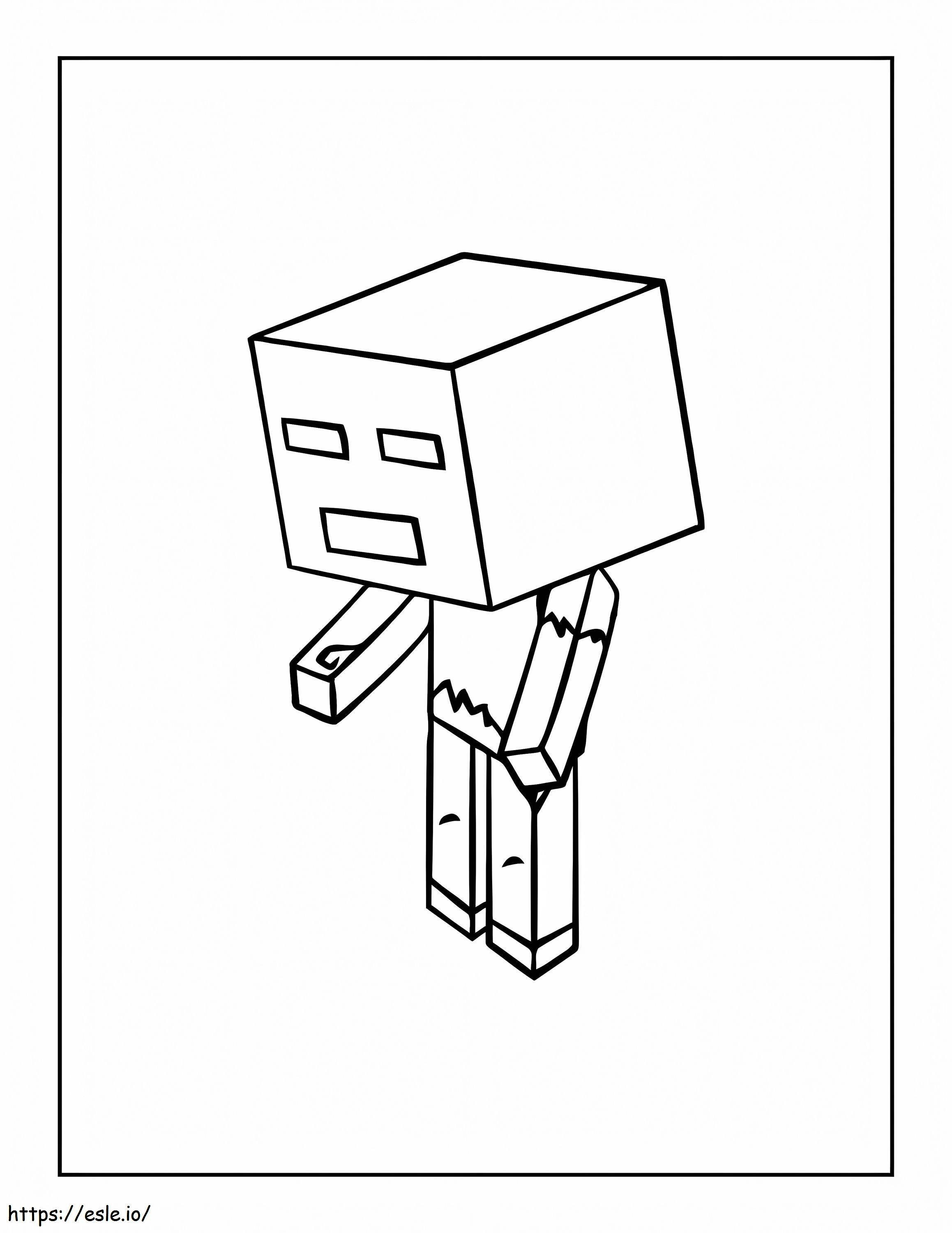 Chibi zombie minecraft coloring page