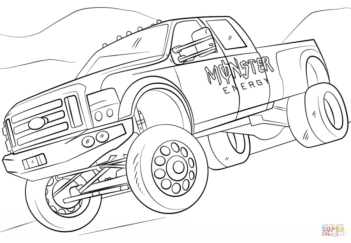 Monster energy monster truck coloring page free printable coloring pages