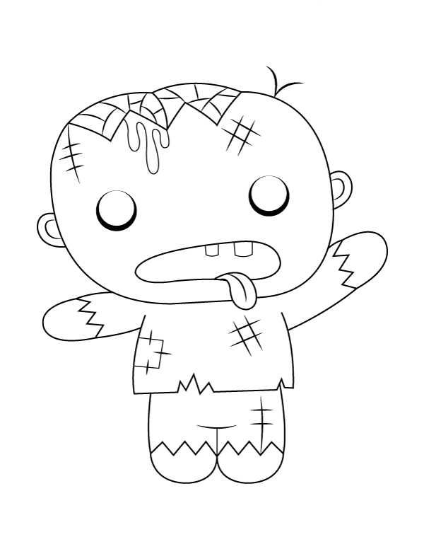 Printable cute zombie coloring page