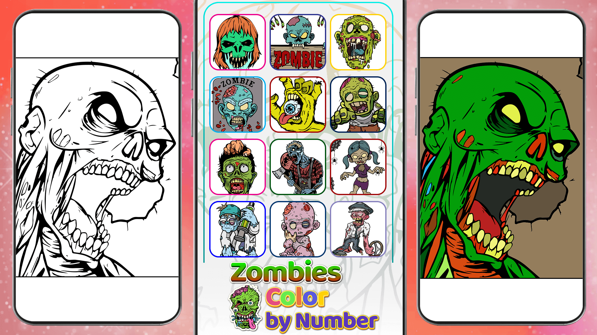 Zombies color by number book