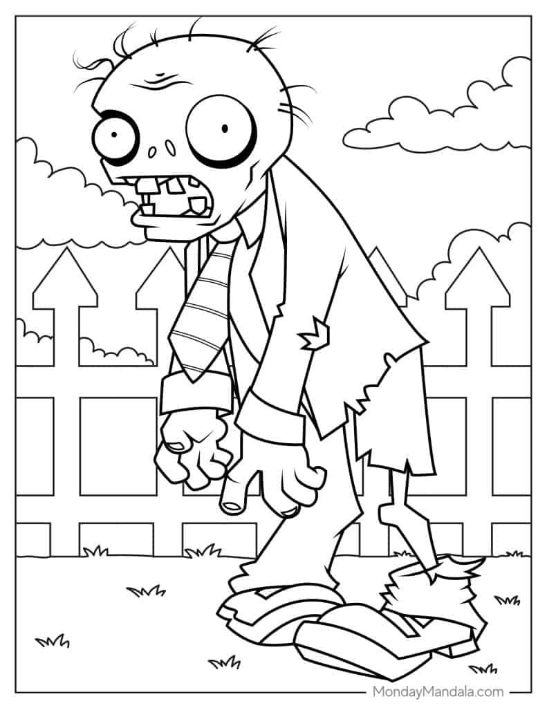 Zombie coloring pages free pdf printables