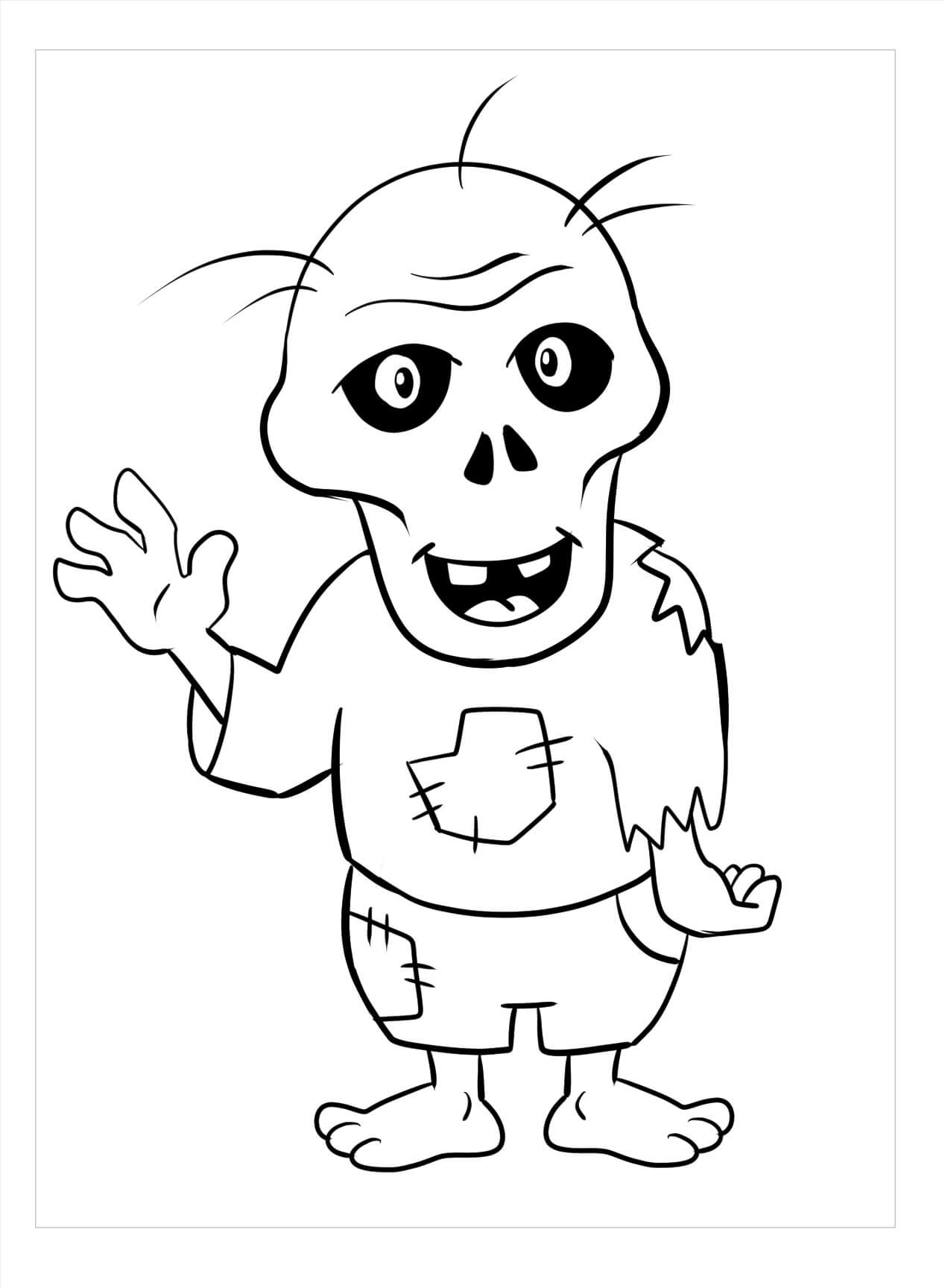 Zombie say hi coloring page