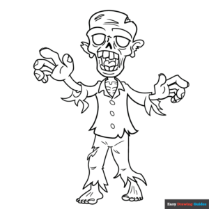 Cartoon zombie coloring page easy drawing guides