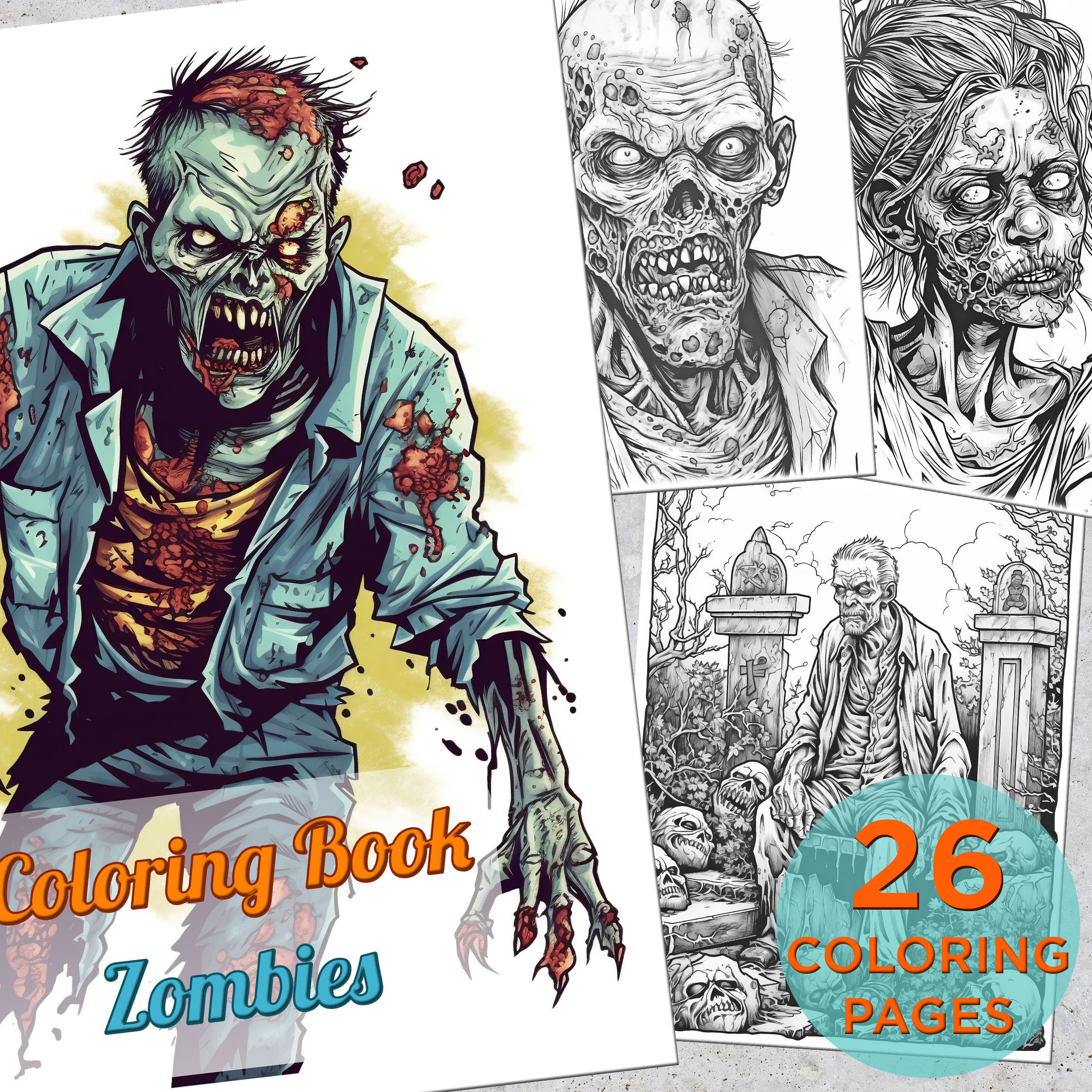 Zombie coloring pages adults printable grayscale coloring book coloring pages for adults printable zombie digital coloring book