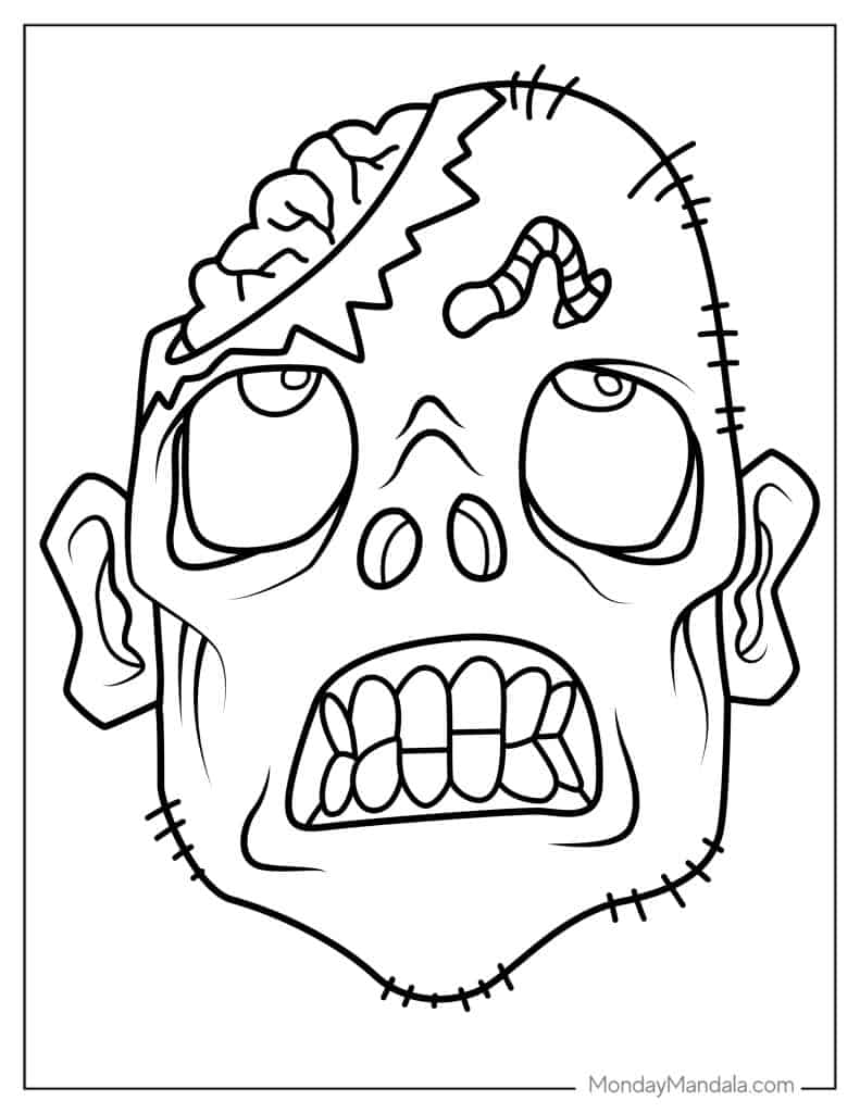 Zombie coloring pages free pdf printables