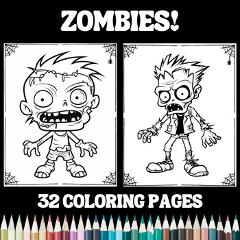 Spooky zombie coloring pages by teachers helper tpt