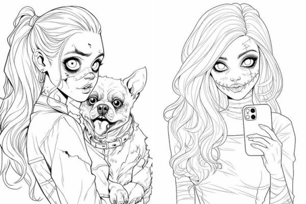 Captivating zombie coloring pages for kids and adults