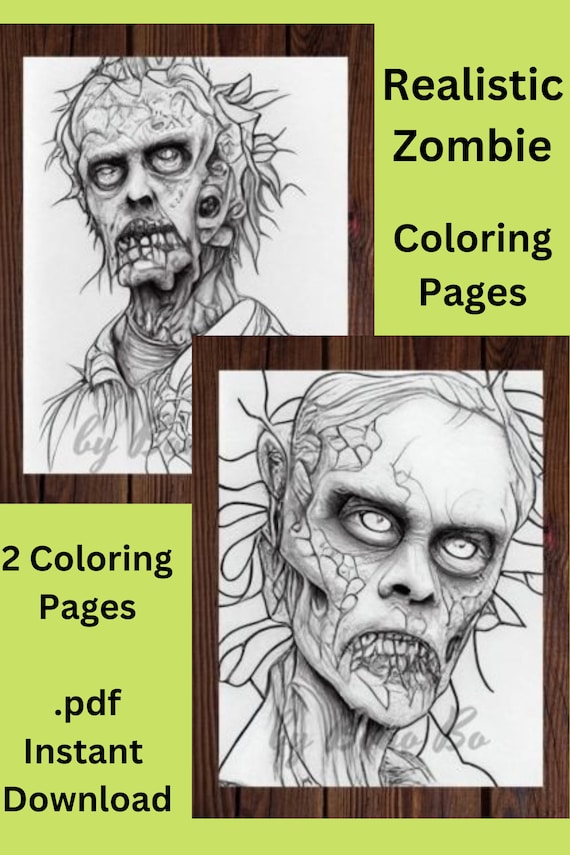 Realistic zombies coloring pages digital download to print printable zombie page zombie coloring book zombie digital zombie download download now