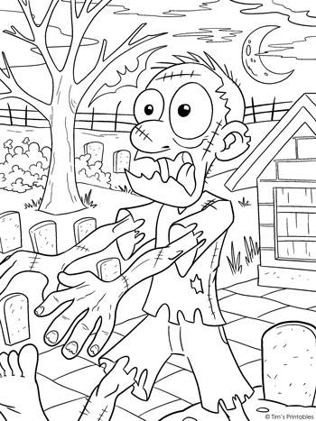 Zombie coloring page â tims printables