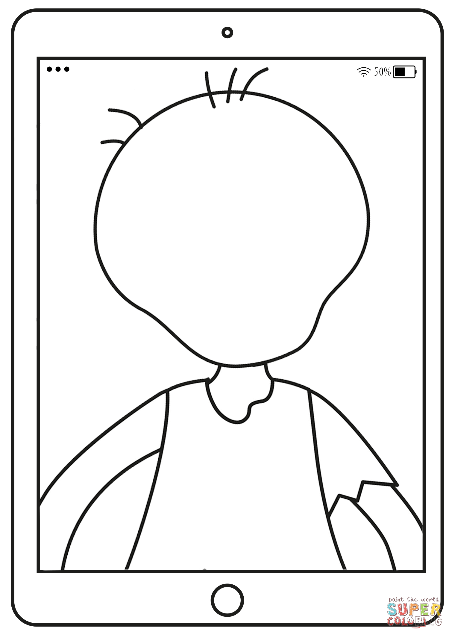 Draw a face of zombie coloring page free printable coloring pages